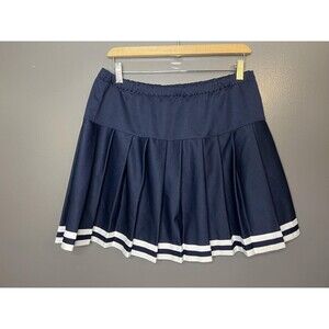 Teamwork Skirt Womens Large Blue Cheer Pleated Athletic Striped Pull On USA